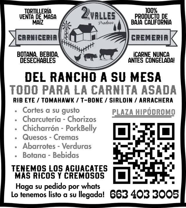 Anuncio impreso de 2 Valles Produce en Peso$aver