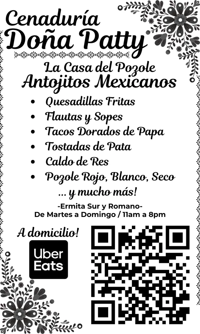 Anuncio impreso de Cenaduría Doña Patty en Peso$aver
