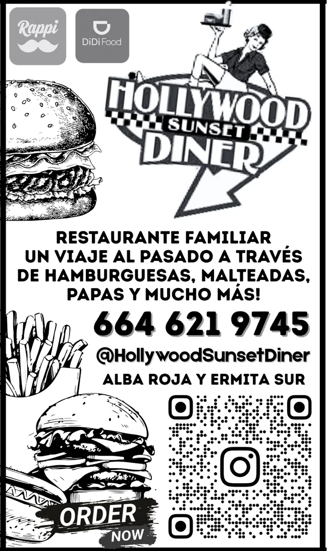 Anuncio impreso de Hollywood Sunset Diner en Peso$aver